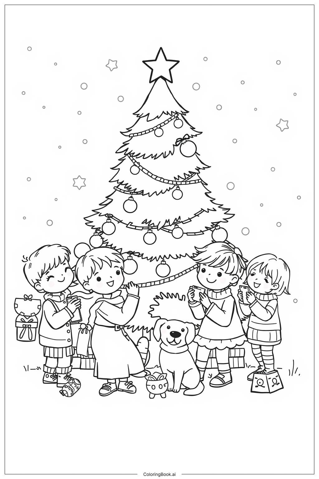  Página para colorear de Creación de Recuerdos del Árbol de Navidad 