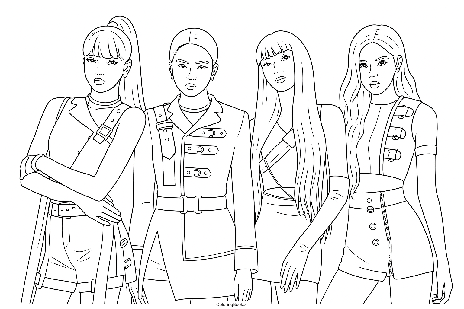  The Members Of Blackpink In Military Style Outfits Coloring Page 