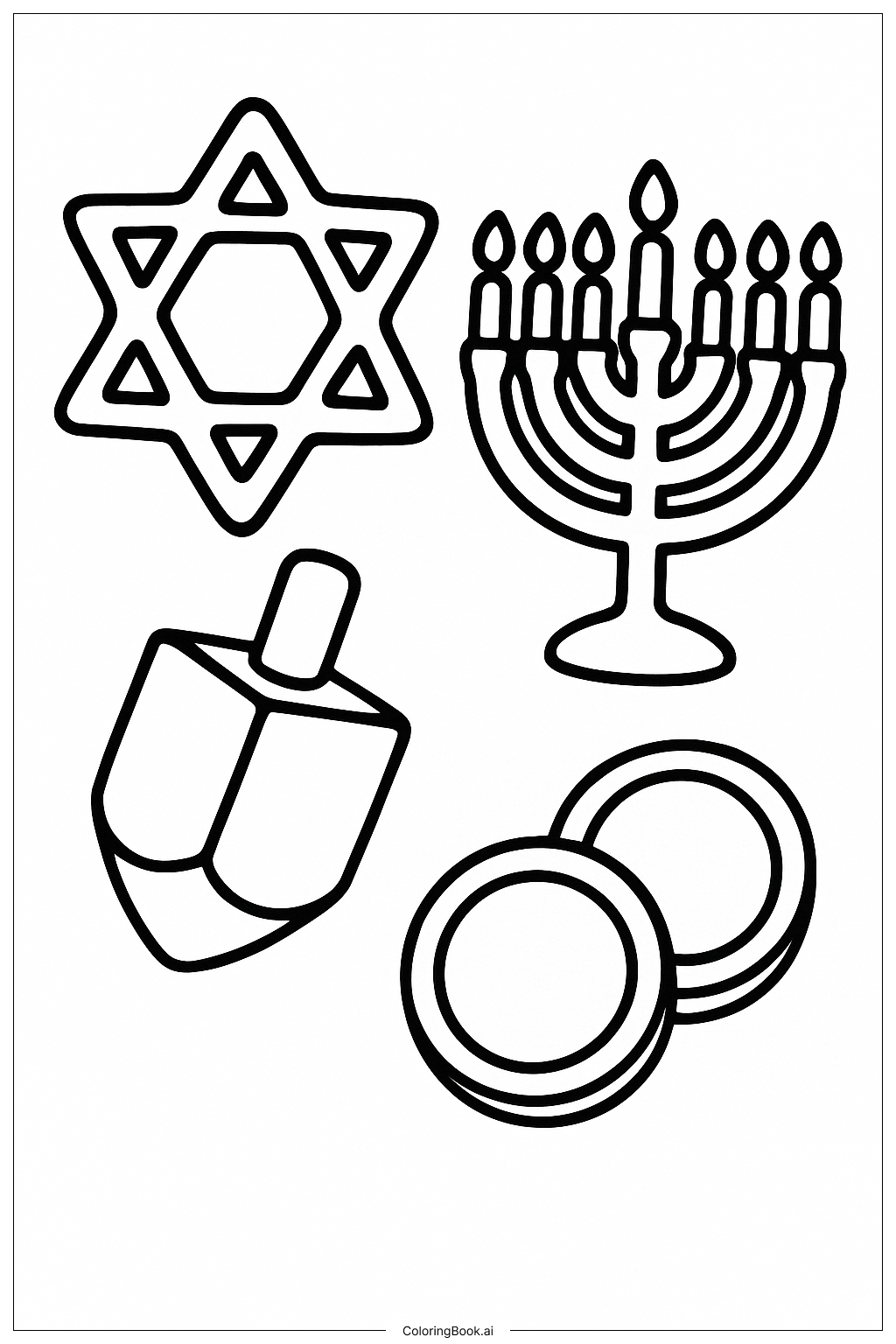  Hanukkah Holiday Cookies Shapes Coloring Page 