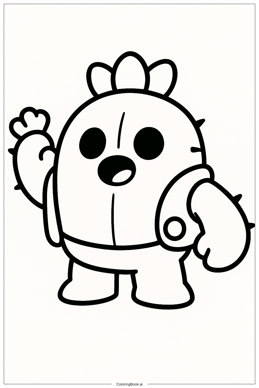 Brawl Stars Cute Spike Character Coloring Page Free PDF PNG Printable 