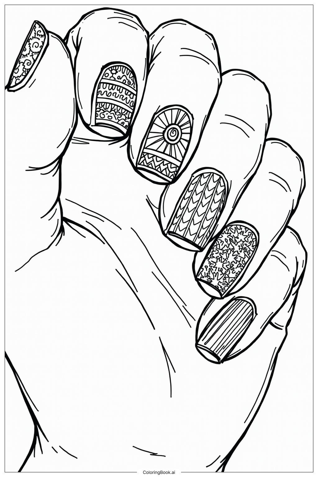  Page de coloriage Des Ongles Stylés pour une Célébration de Vacances 