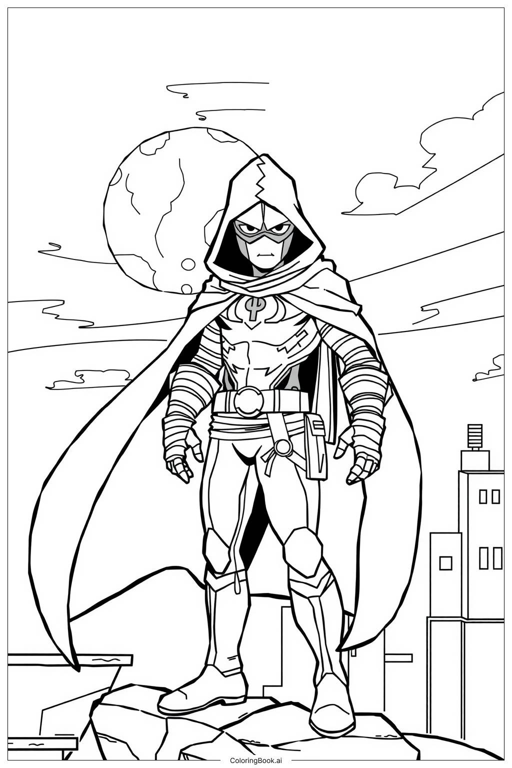  Page de coloriage Les luttes de Moon Knight avec l'identité 