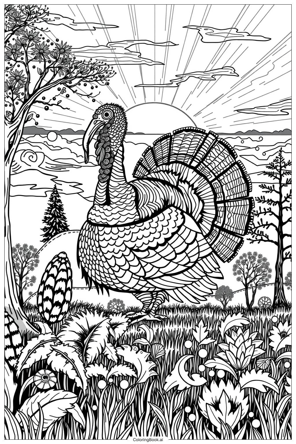  Turkey Gobbling Morning Coloring Page 