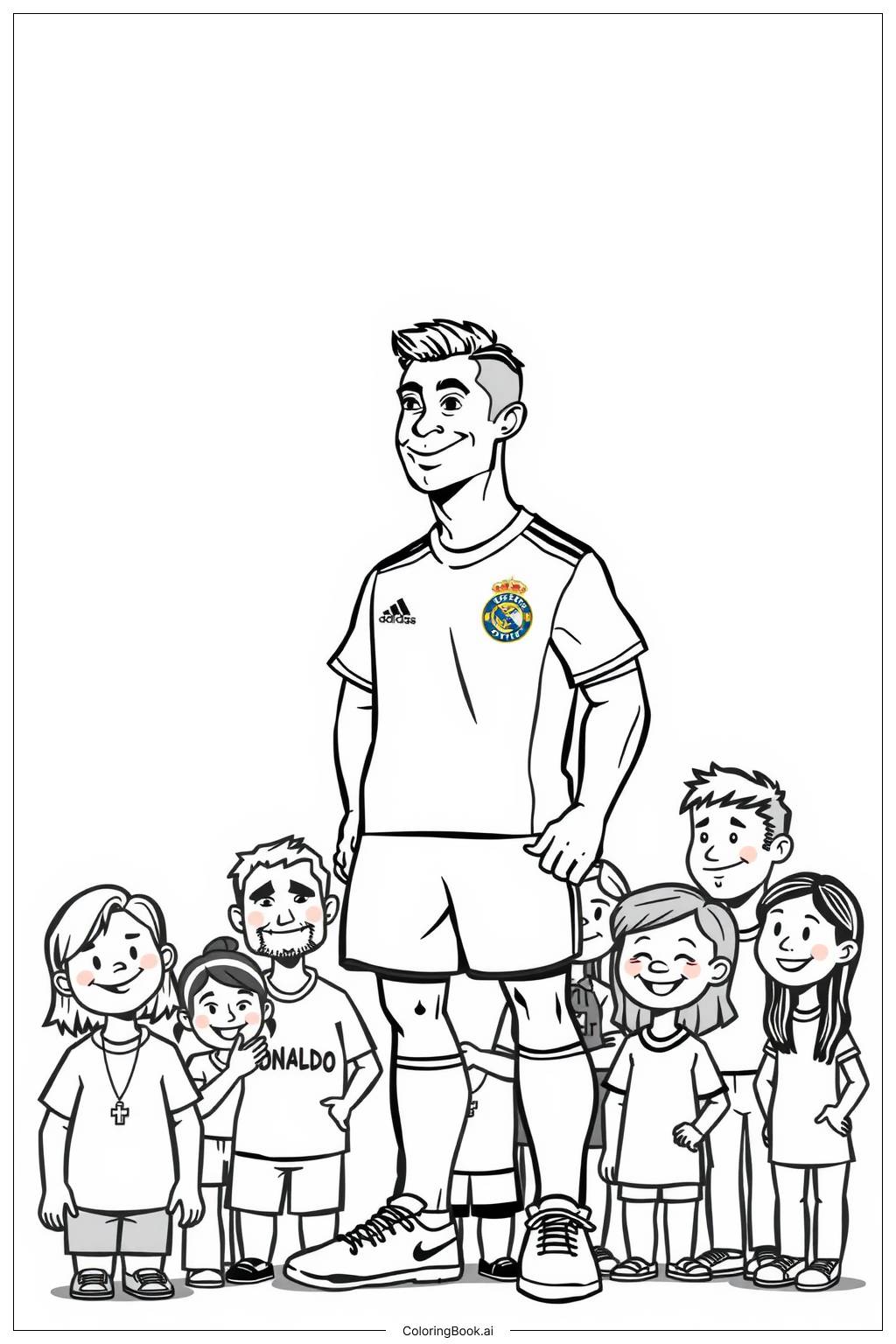  Ronaldo in a Crowd of Fans Signing Autographs Coloring Page 