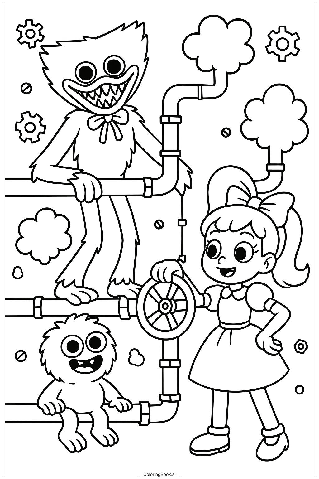  Poppy Playtime Steam Pipes And Valves Coloring Page 