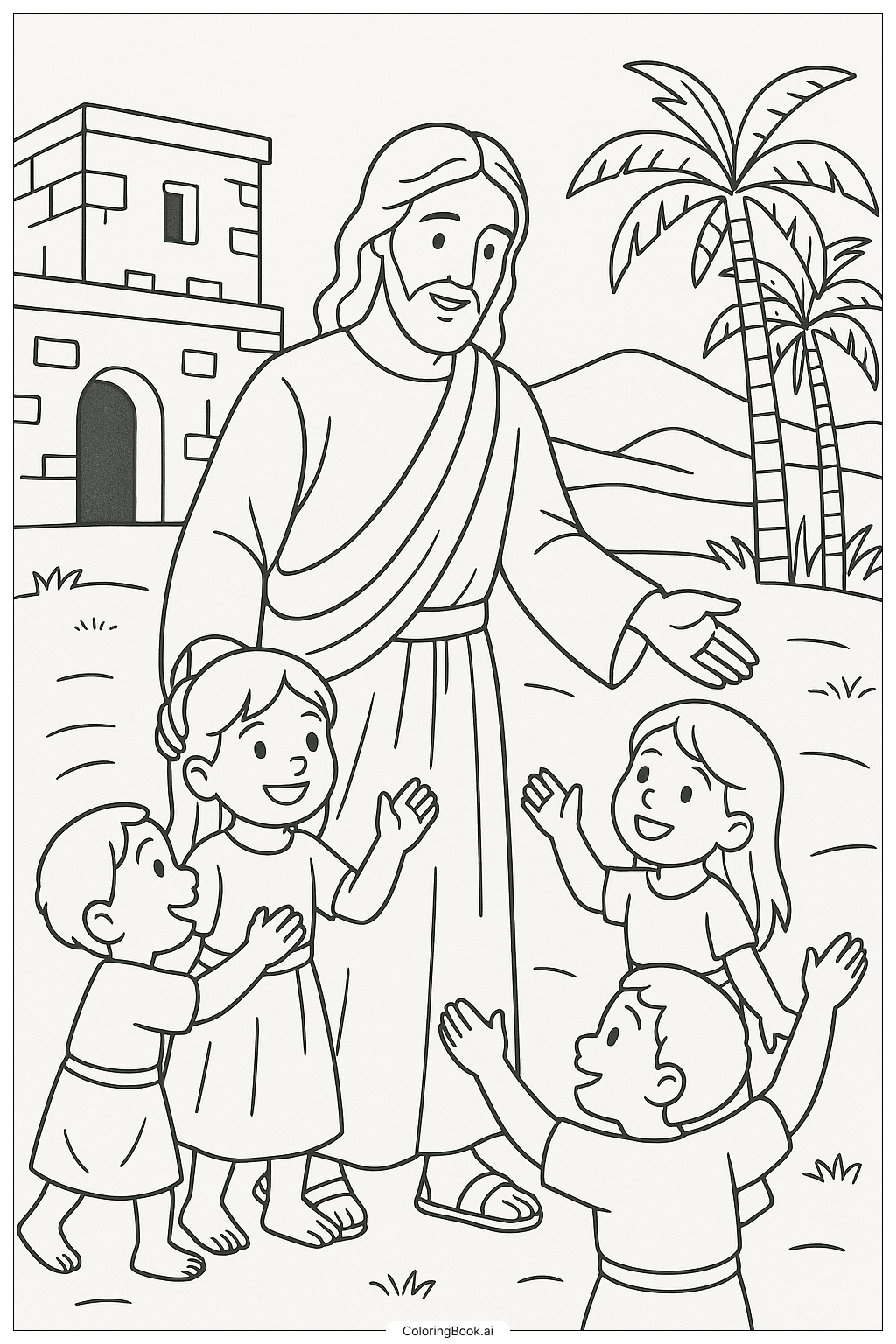  Página para colorear de Jesucristo de los Santos de los Últimos Días visitando las Américas 