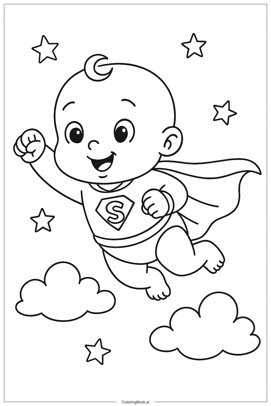  Trang tô màu Em Bé Siêu Anh Hùng Bay 