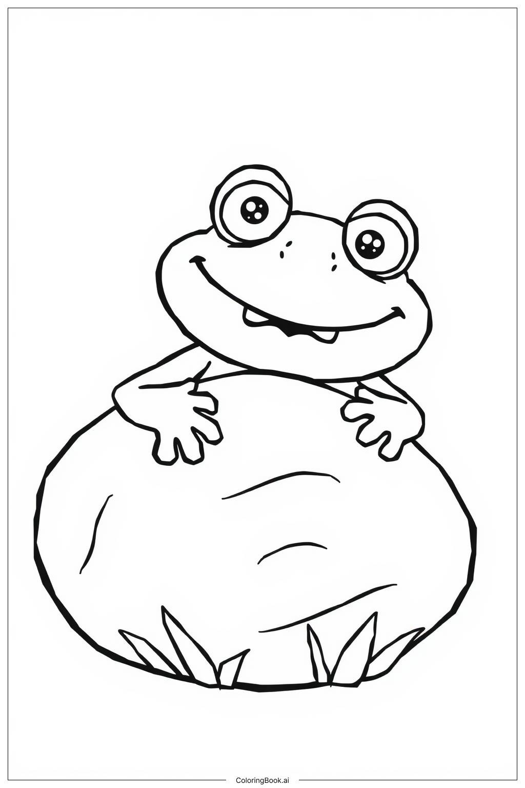  Frog Peeking Out from Behind a Rock Coloring Page 