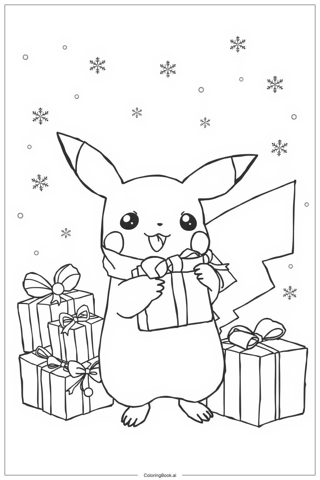  Christmas Pikachu Gifts Coloring Page 