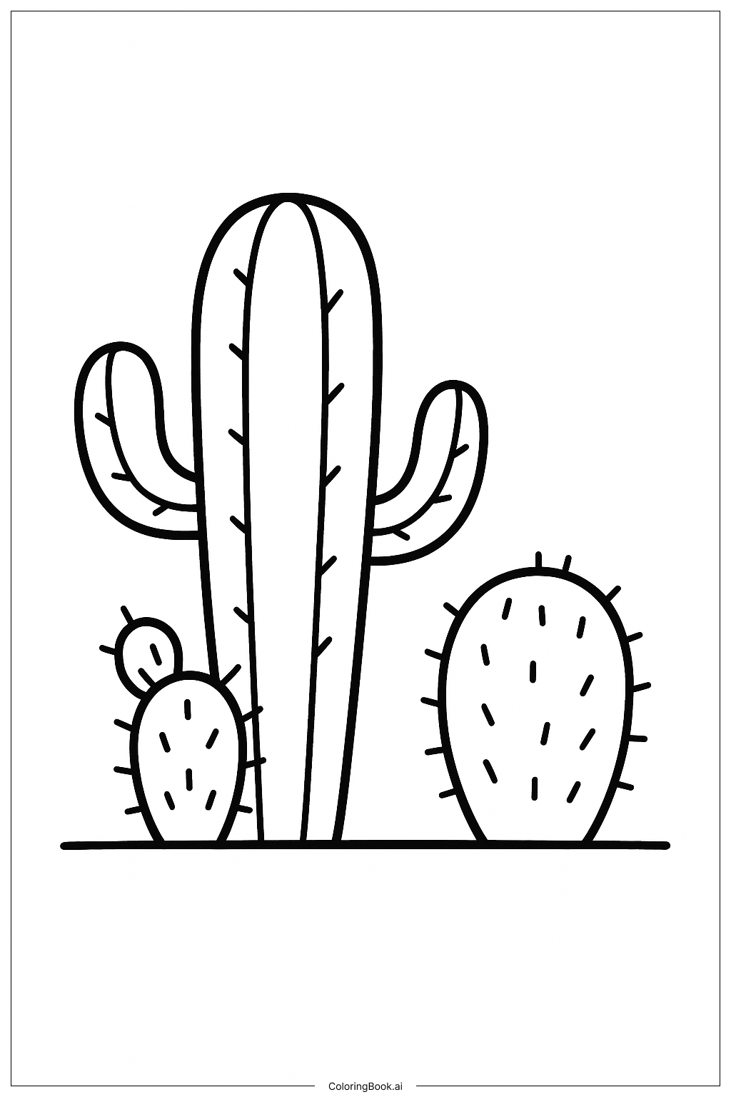 Página para colorear de Grupo Familiar de Cactus