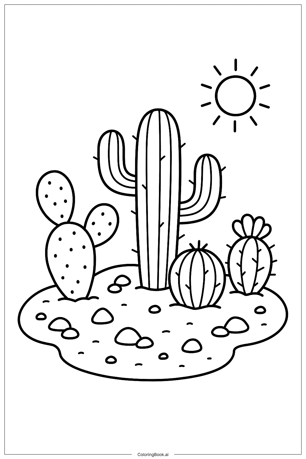 Página para colorir de Jardim de Cactos 