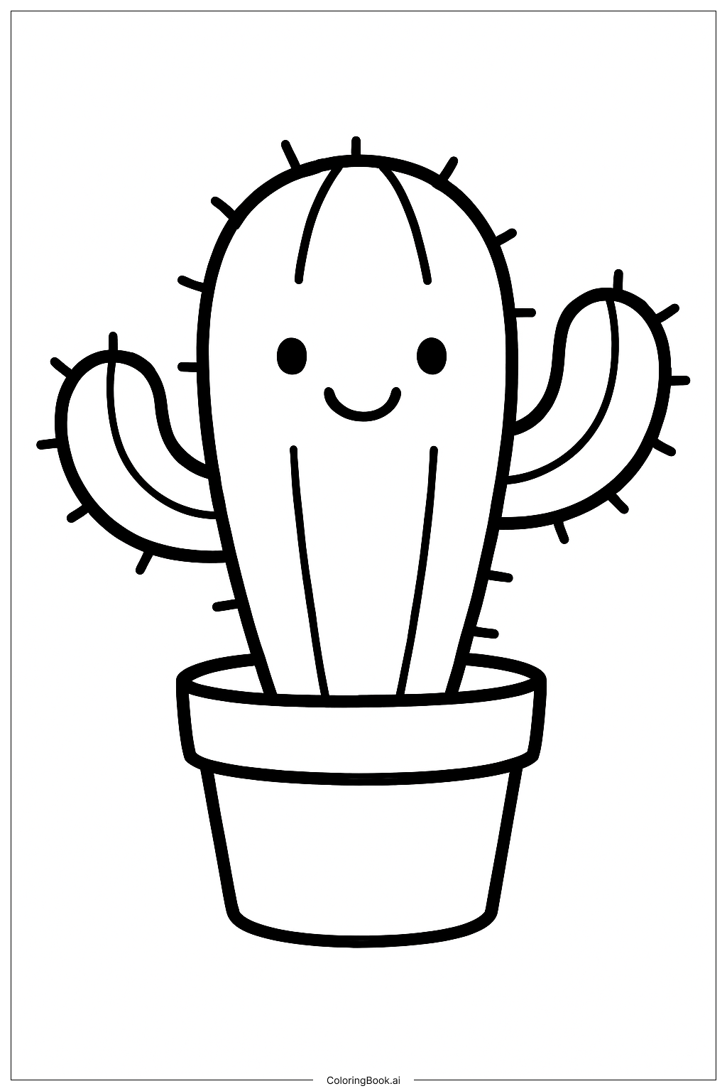 サボテンの友だちの塗り絵ページ