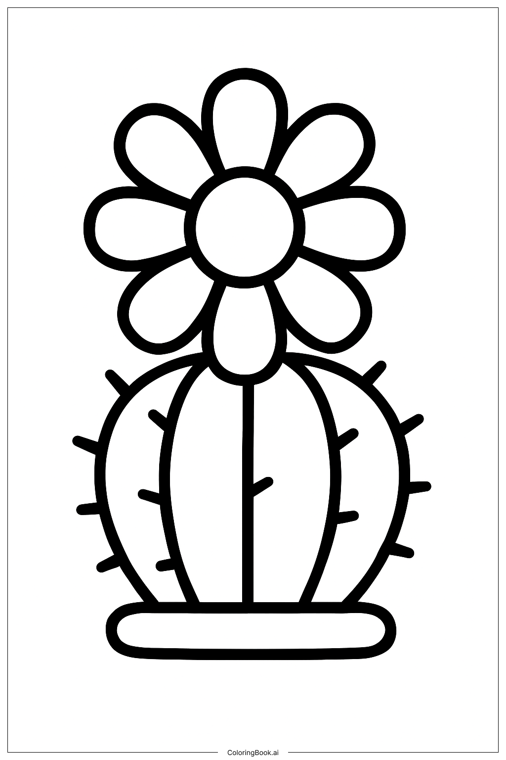  有大花的仙人掌著色頁 