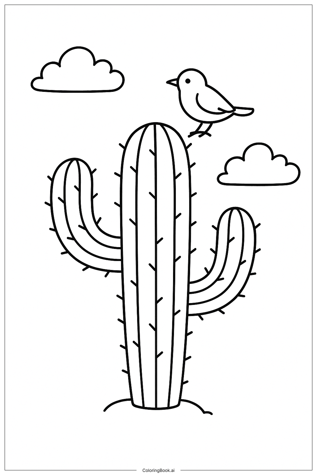  有鳥的仙人掌著色頁 