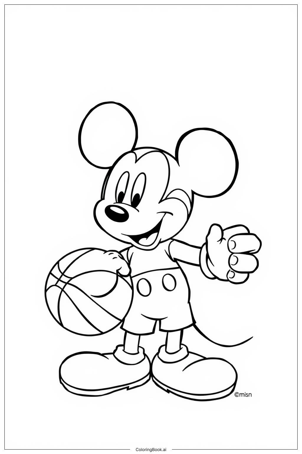  Page de coloriage Jeu de basketball de Mickey Mouse 