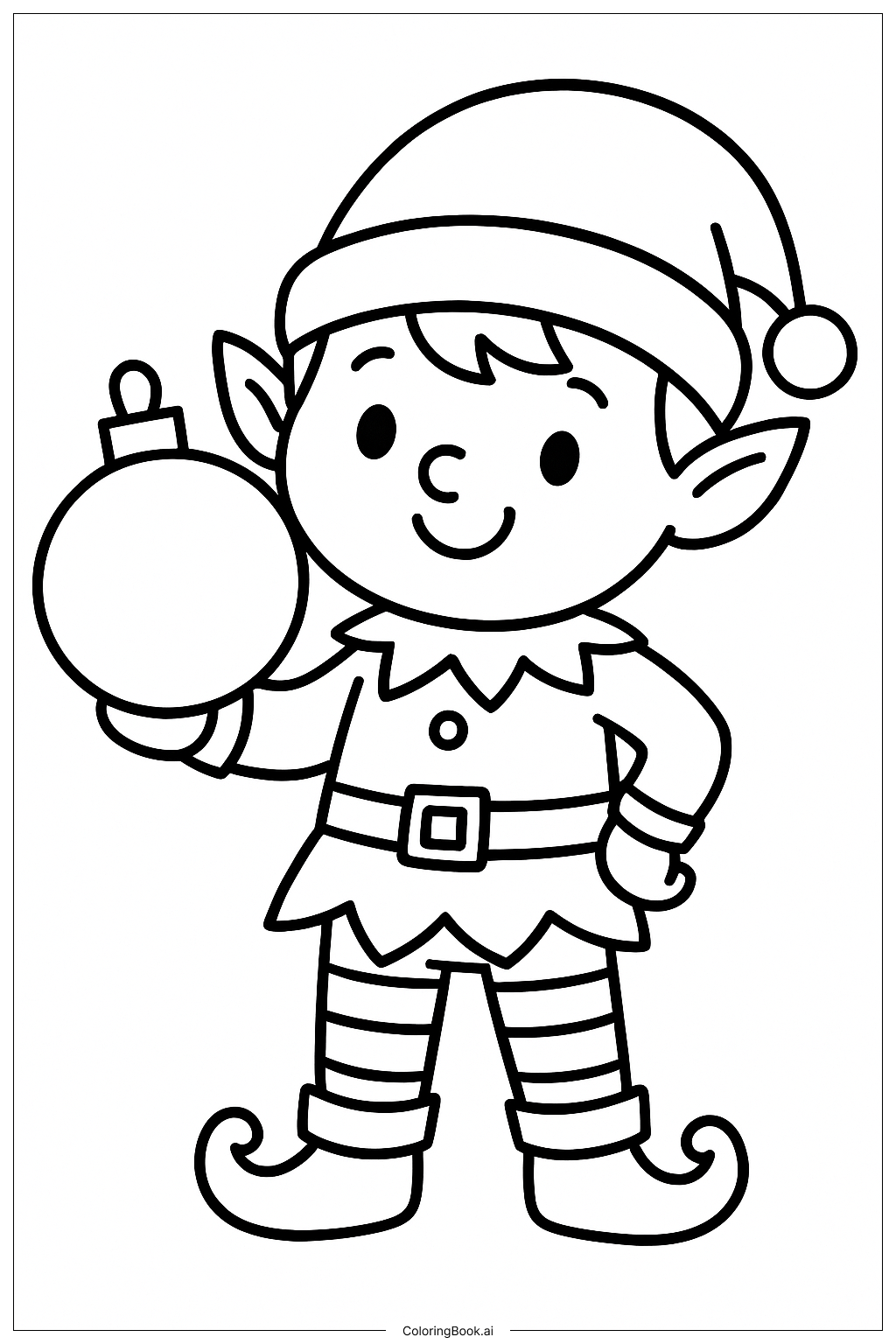 Elfo Segurando Um Enfeite de Natal