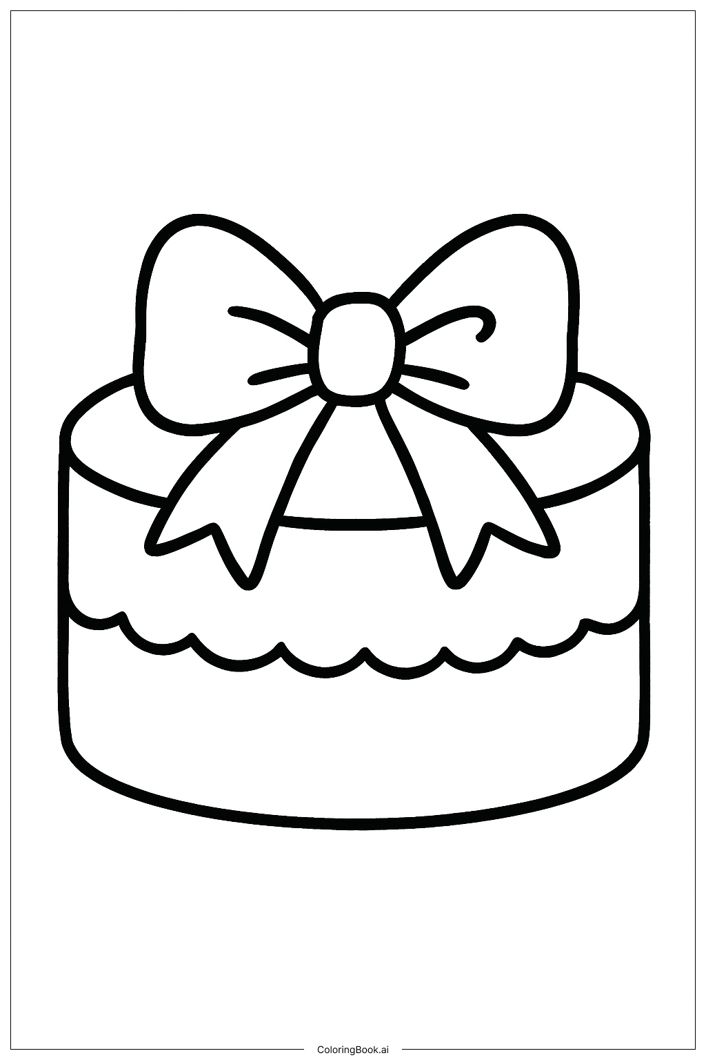  Cake And Bow Coloring Page 
