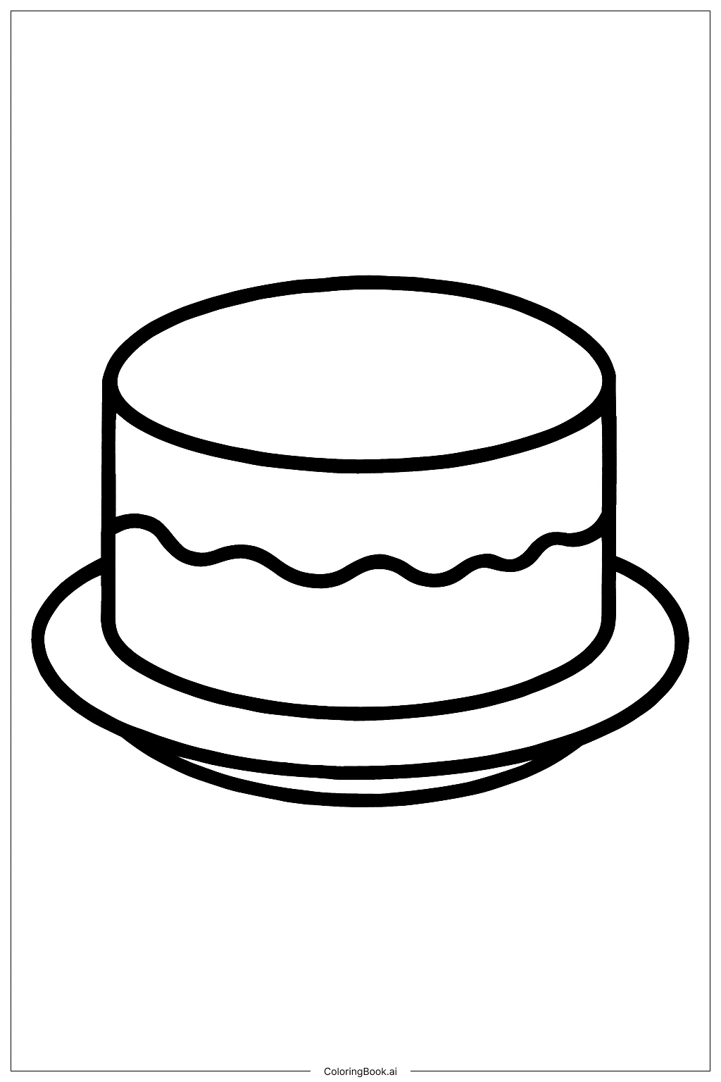  Cake On Plate Coloring Page 