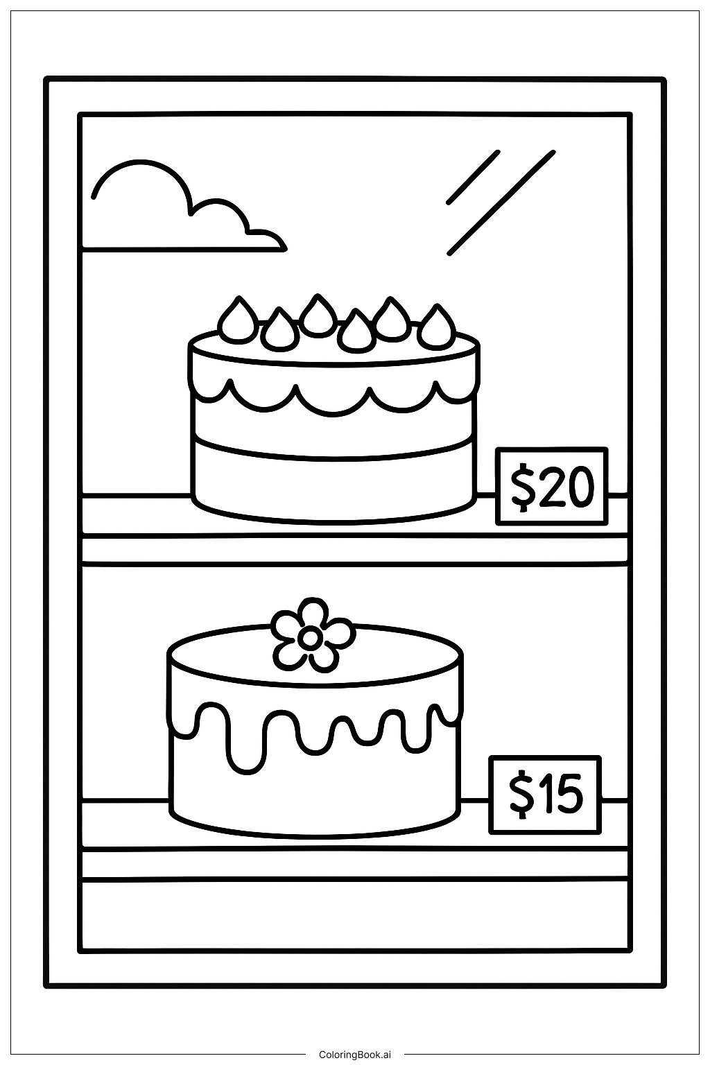  Cake Shop Display Cake Coloring Page 
