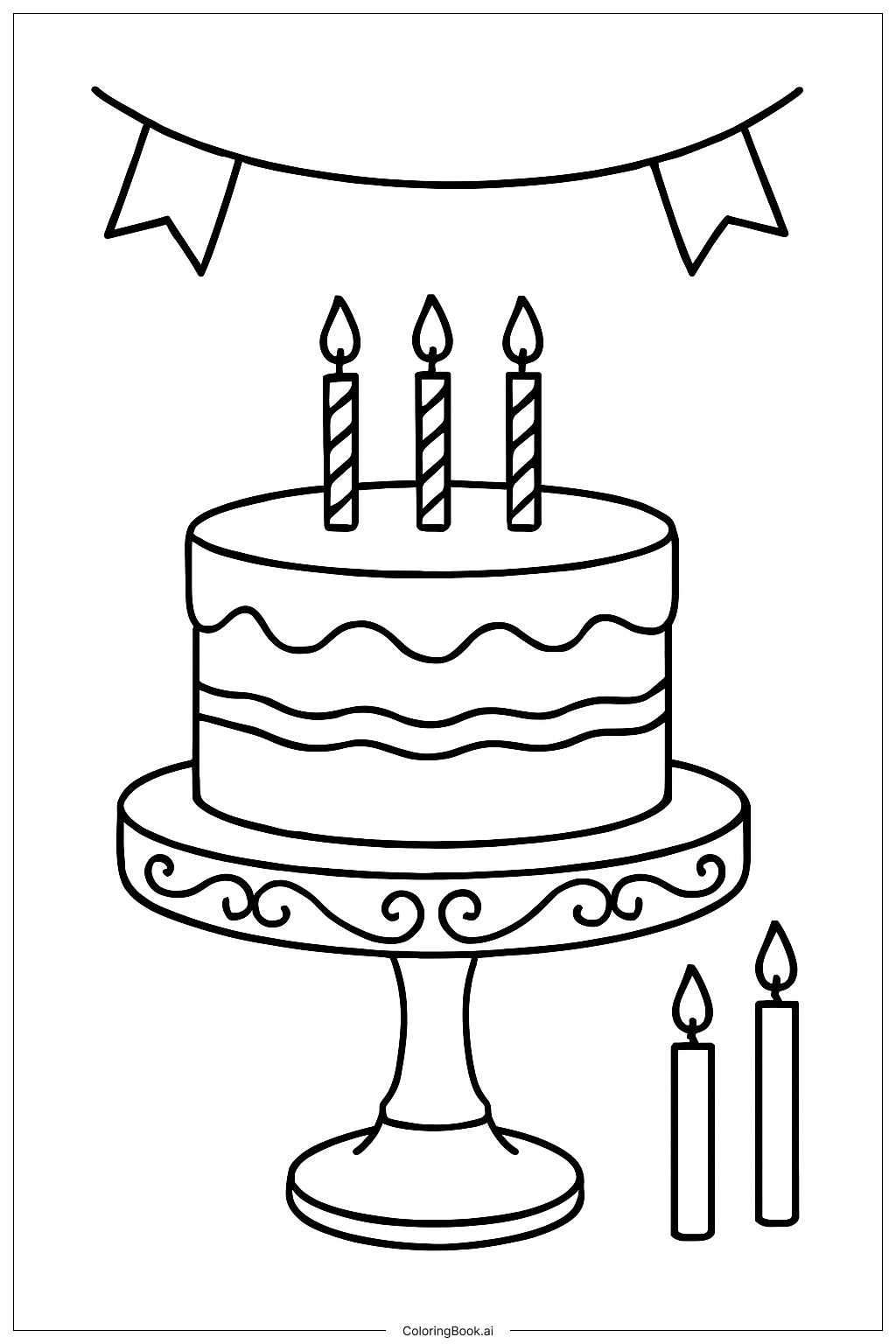  Cake Stand With Candles Coloring Page 