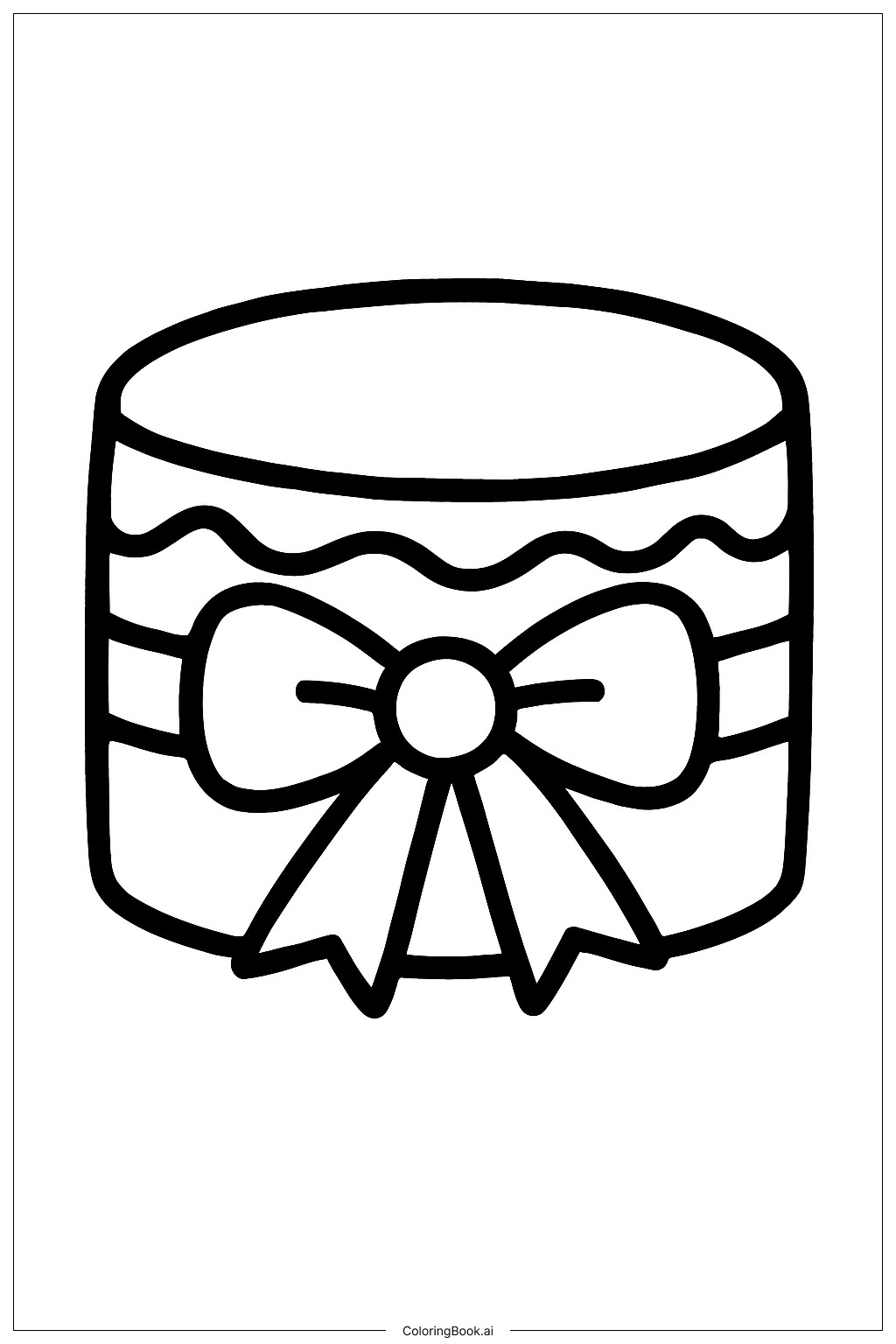  Cake With Ribbon Coloring Page 