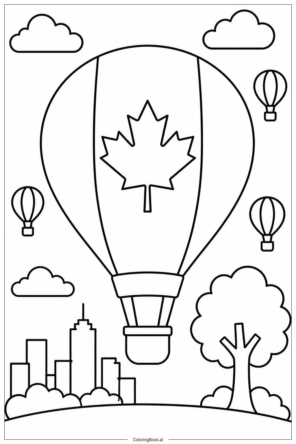  Canada Flag Balloon Festival Ausmalseite 