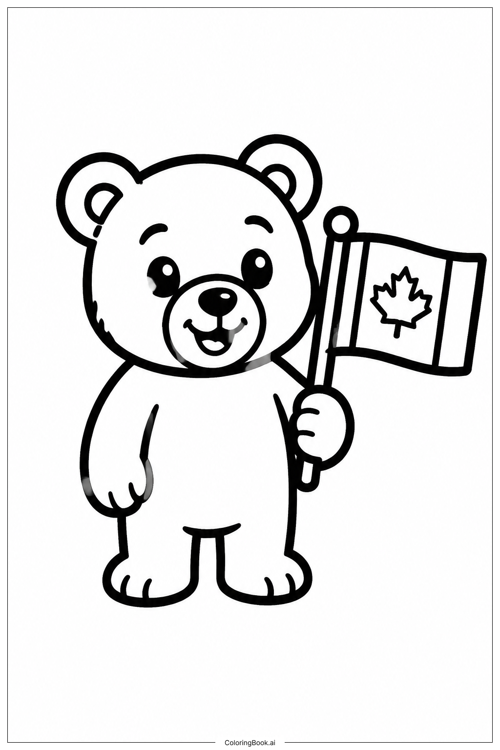  Canada Flag Bear Cub Ausmalseite 