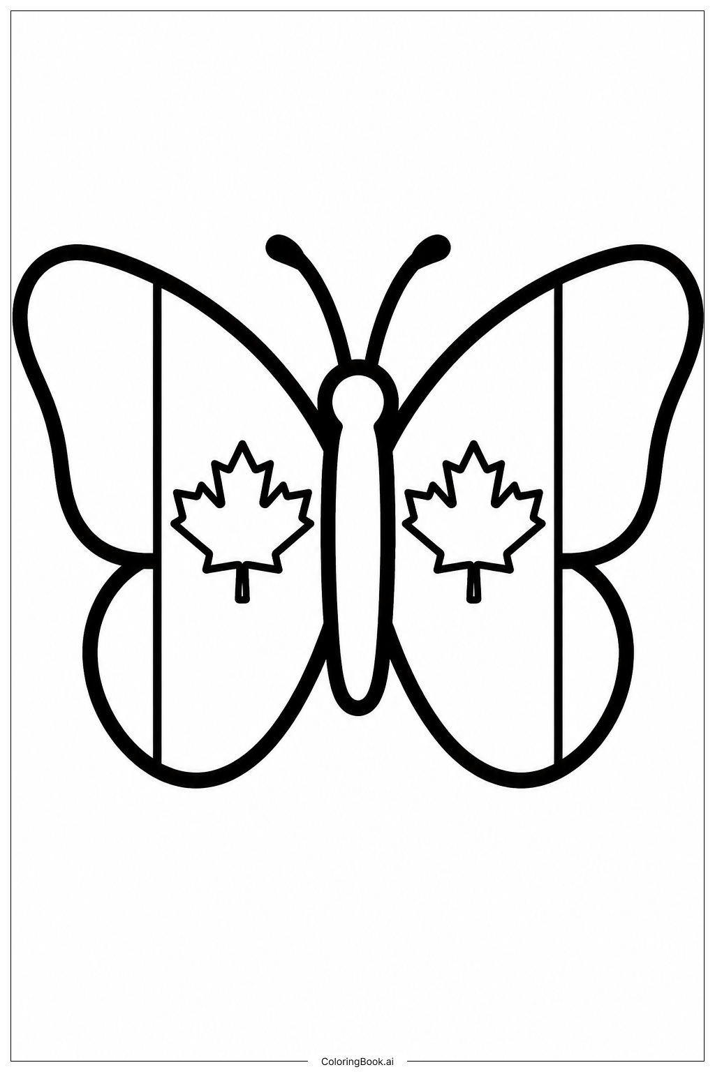  Kanadische Flagge Schmetterling Ausmalseite 