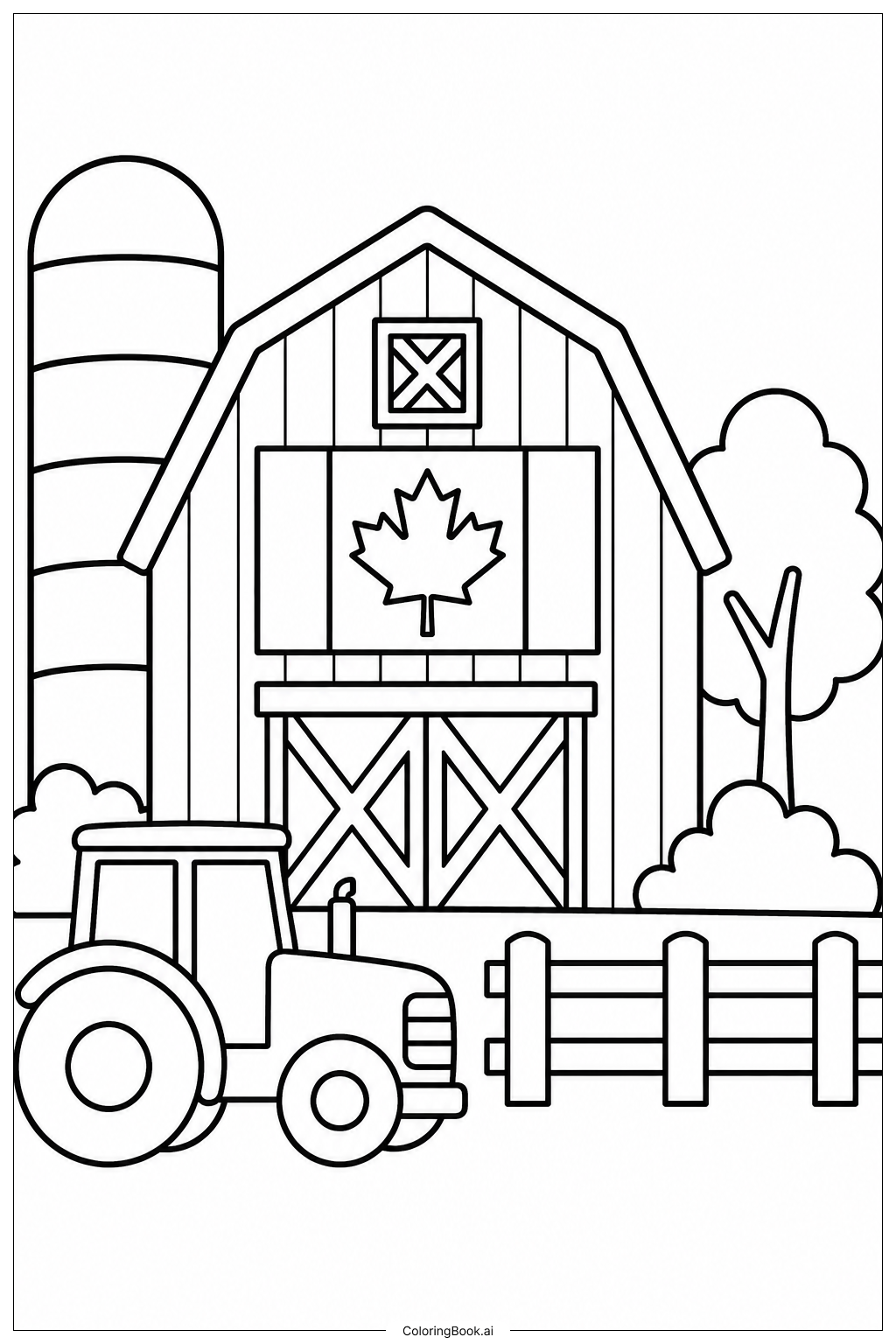  Canada Flag Farm Barn Ausmalseite 