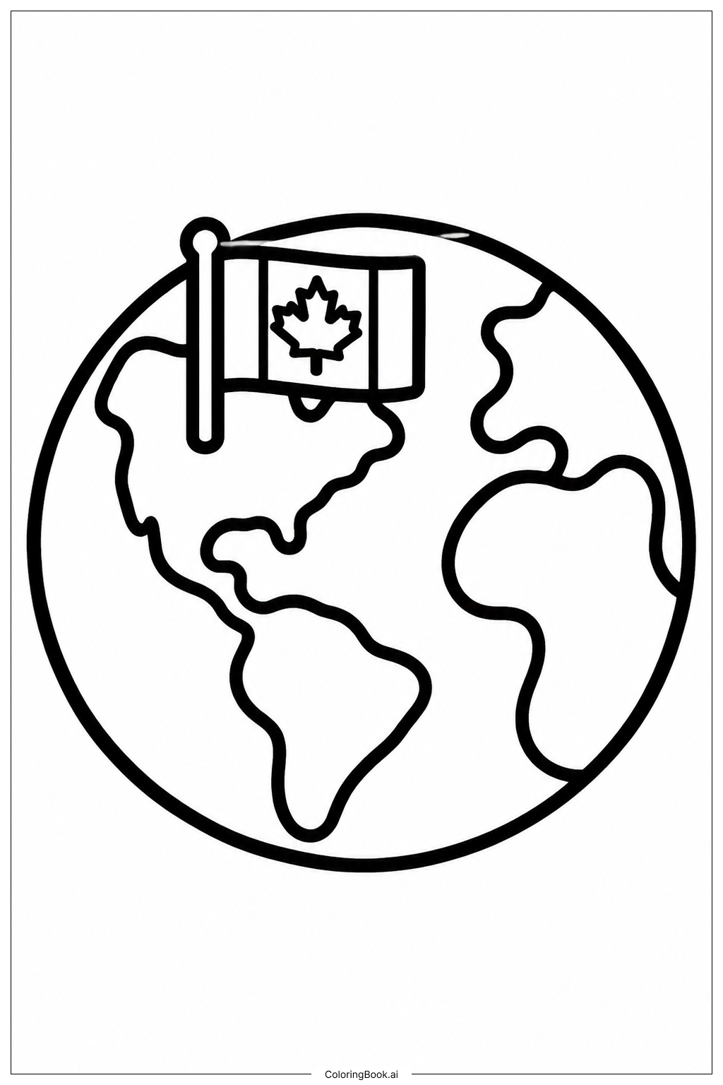  Kanadische Flagge Globus Ausmalseite 