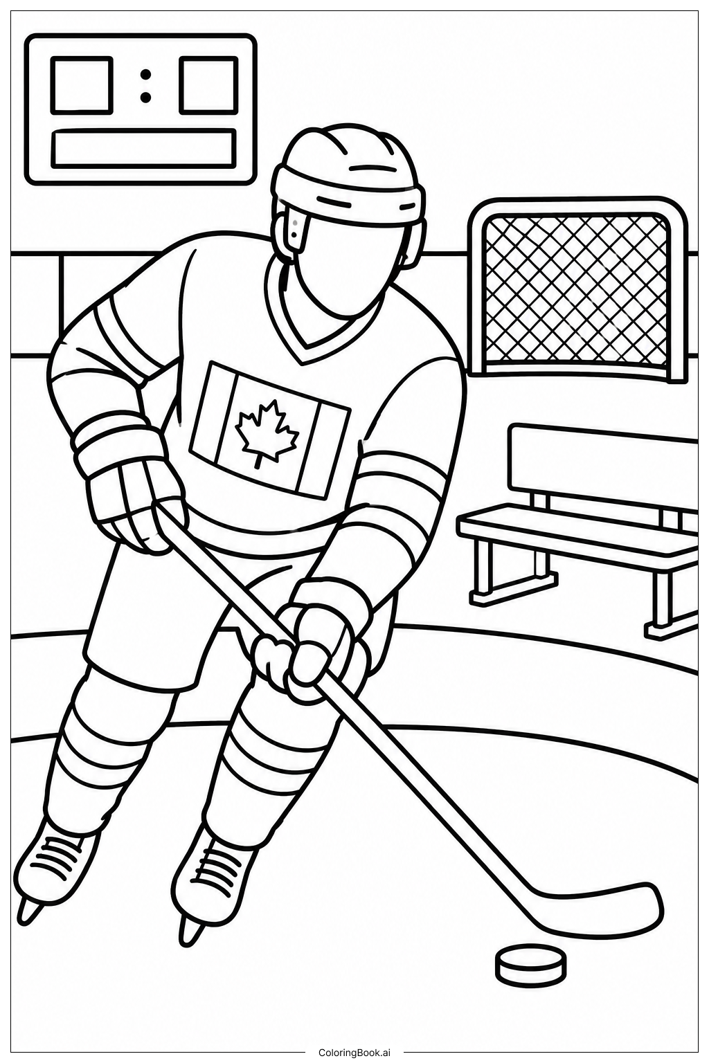  Canada Flag Hockey Game Ausmalseite 