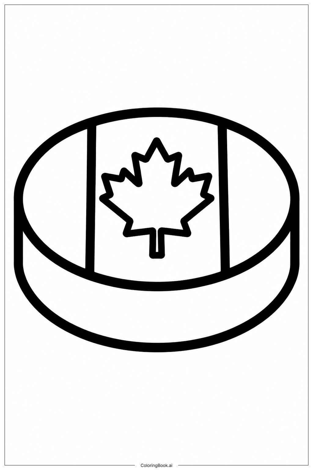  Kanadische Flagge Hockey Puck Ausmalseite 