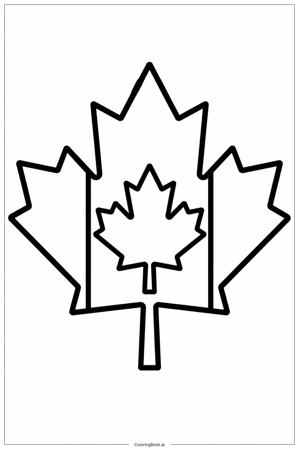  Ahornblatt der Canada Flagge Ausmalseite 