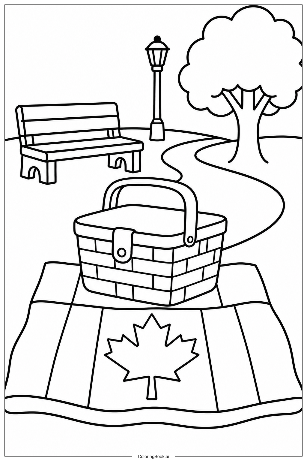  Canada Flag Picnic Scene Ausmalseite 