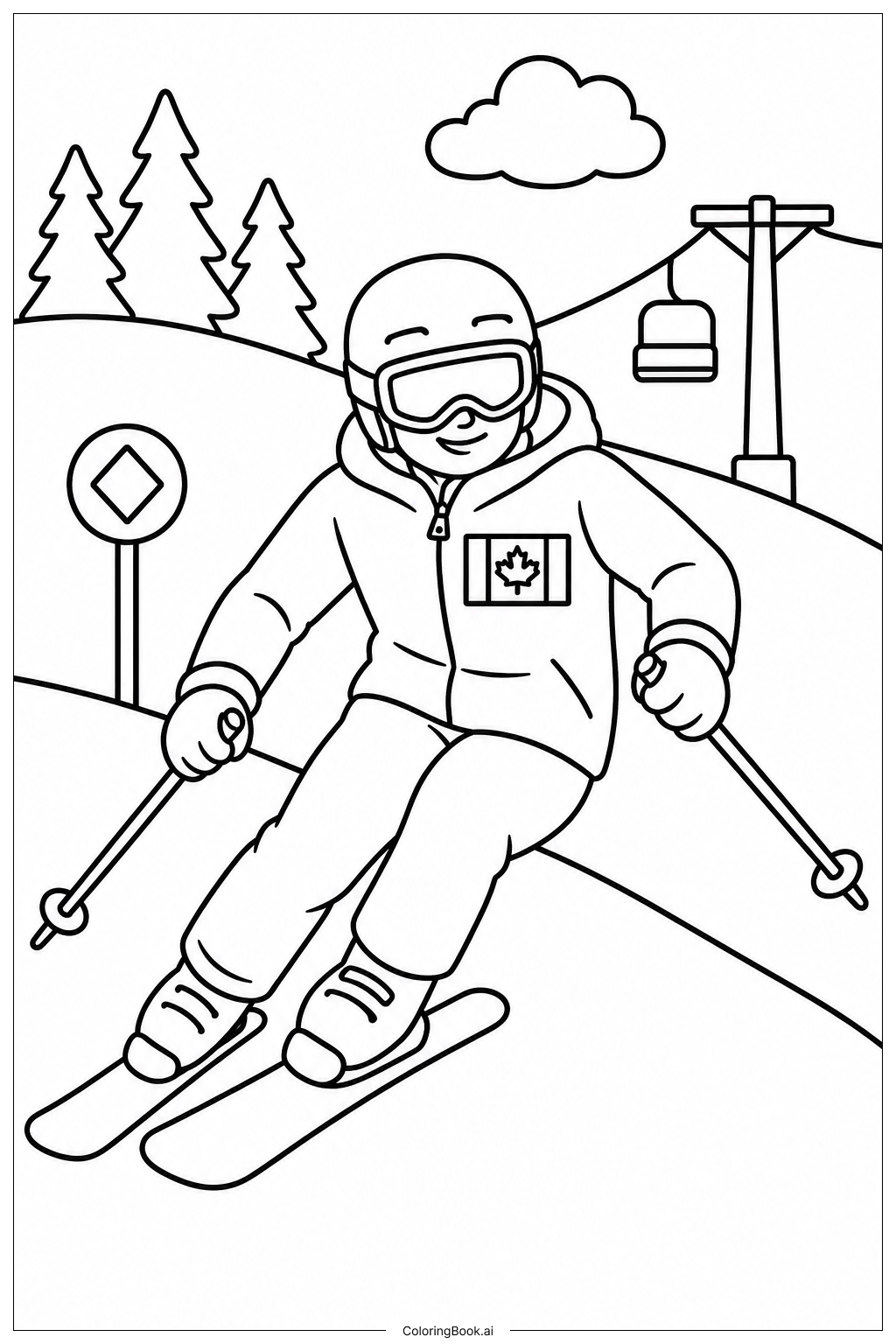  Canada Flag Ski Slope Ausmalseite 