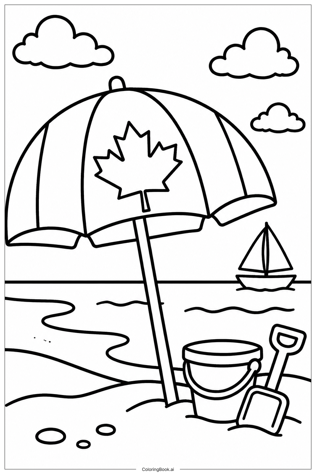  Canada Flag Sunset Beach Ausmalseite 