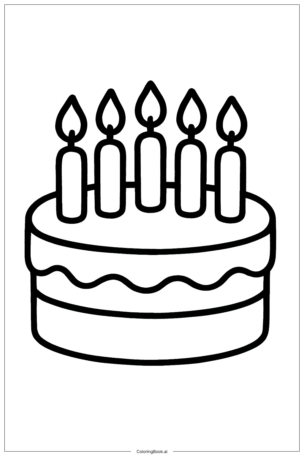  Candles On Cake Coloring Page 