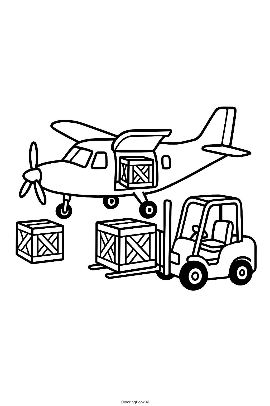 Cargo Plane Loading Coloring Page