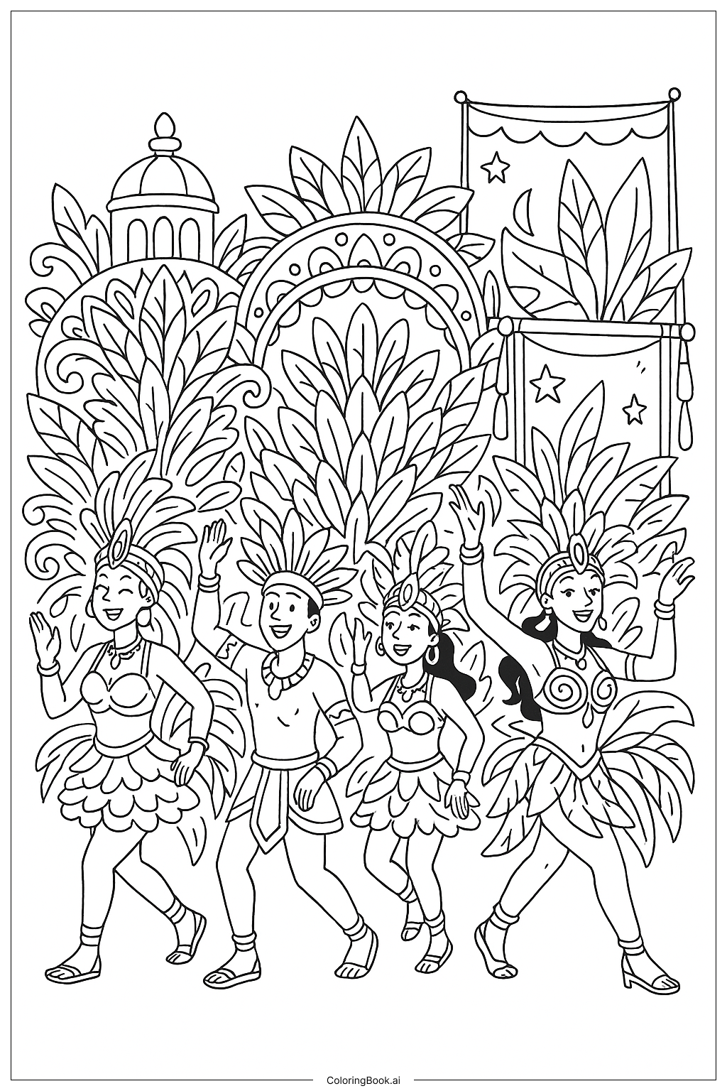 Karneval Tanzparade Ausmalseite