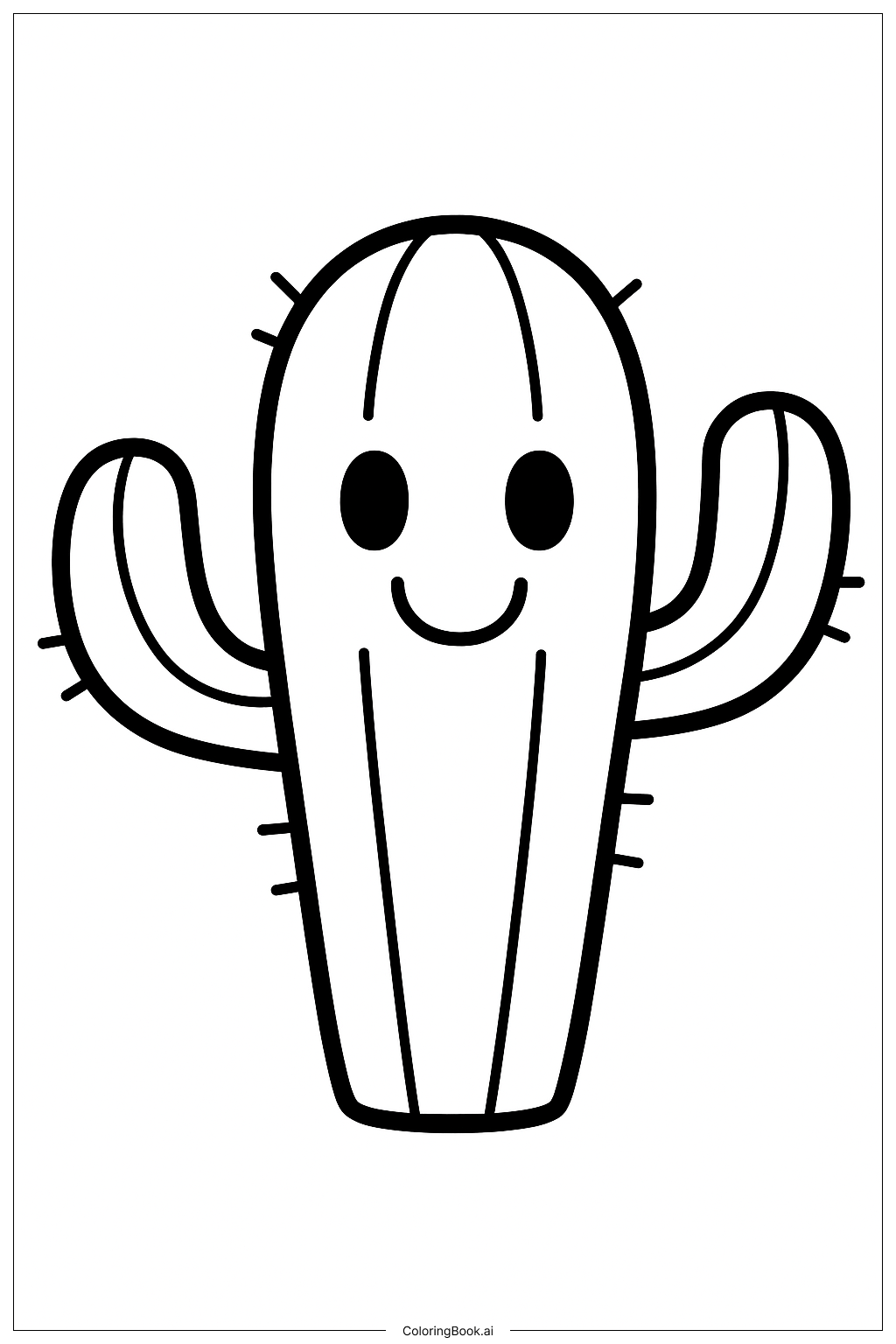  卡通仙人掌朋友著色頁 