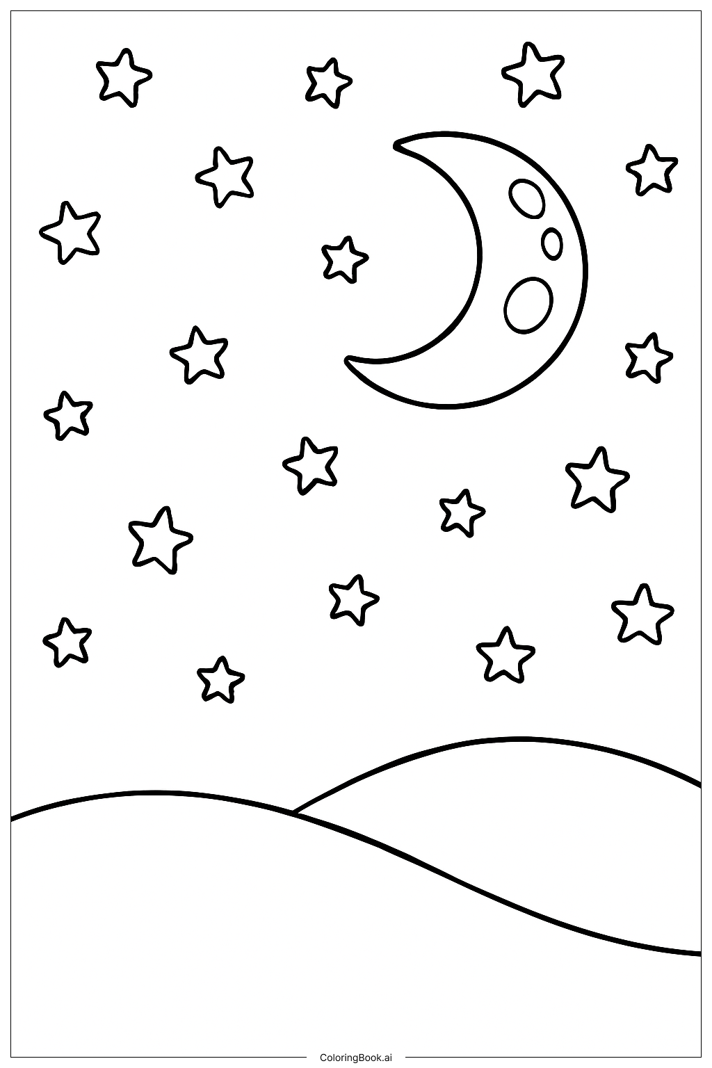  Cartoon Sternennacht Himmel Ausmalseite 