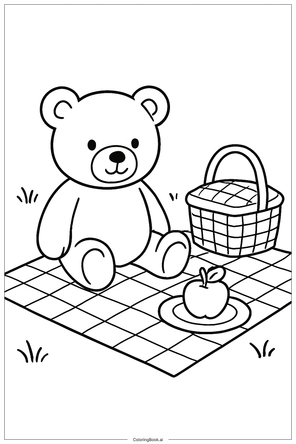  Trang tô màu Chú Gấu Bông Hoạt Hình Picnic 