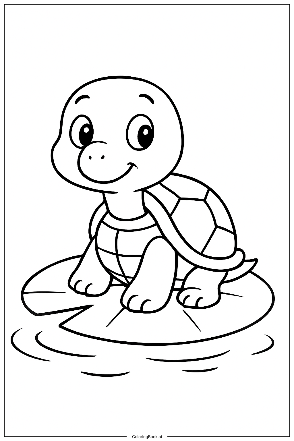  Trang tô màu Rùa Hoạt Hình Trên Lá Súng 