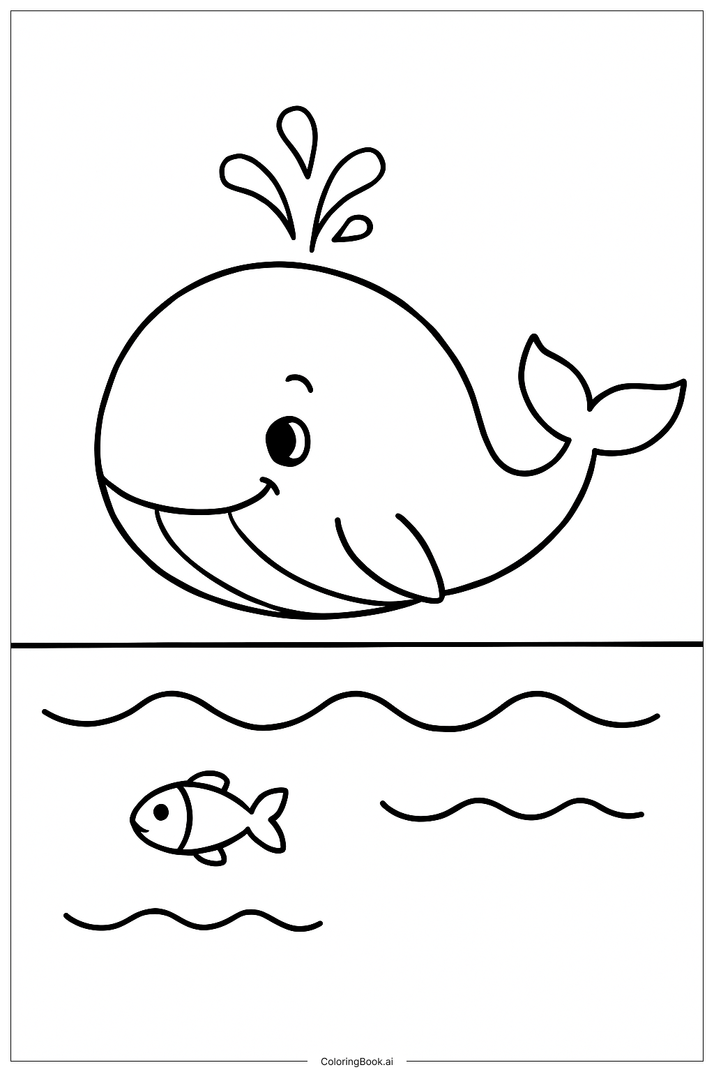  바다 속 만화 고래 색칠공부 페이지 