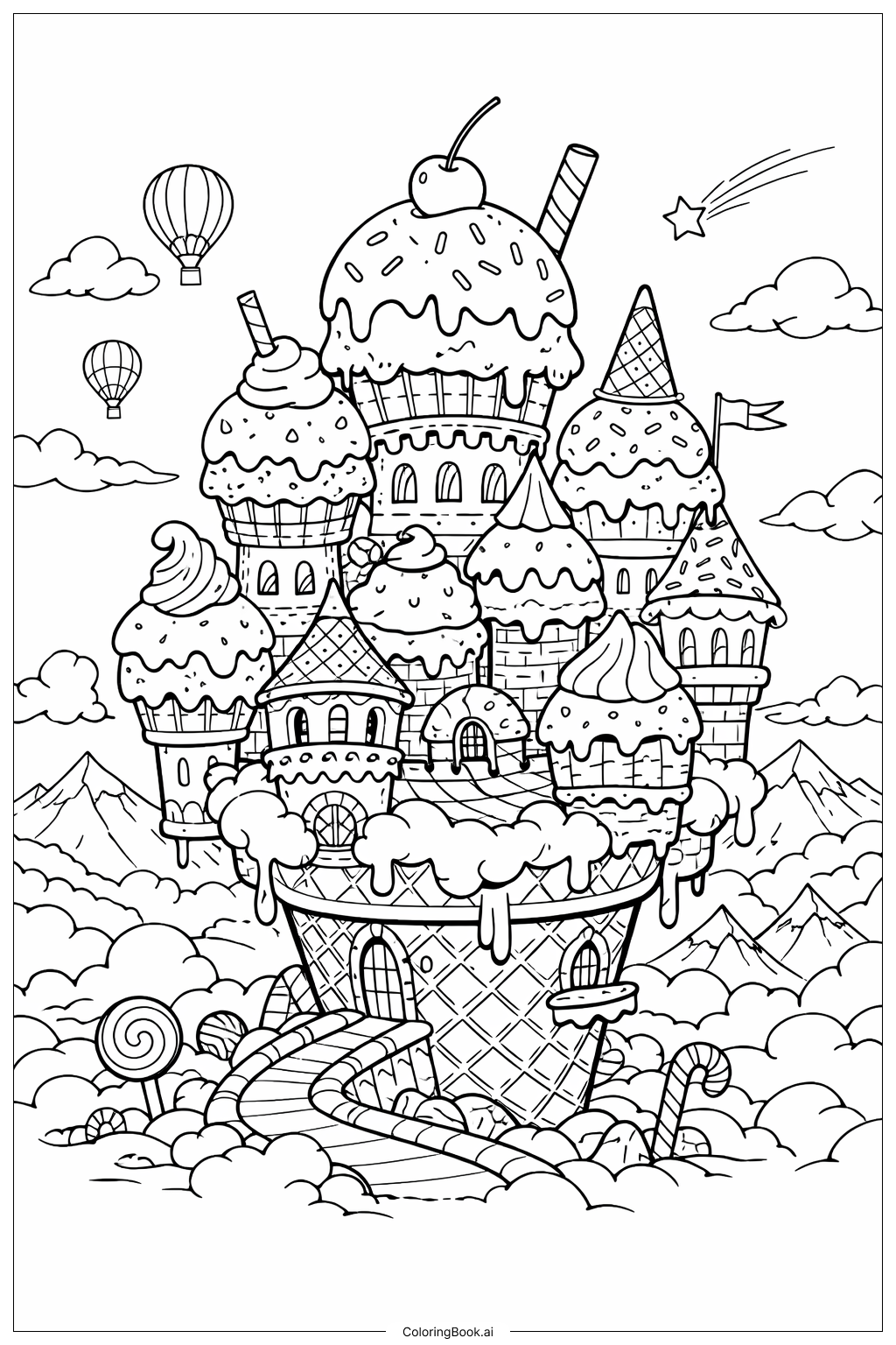  성 아이스크림 콘 색칠공부 페이지 