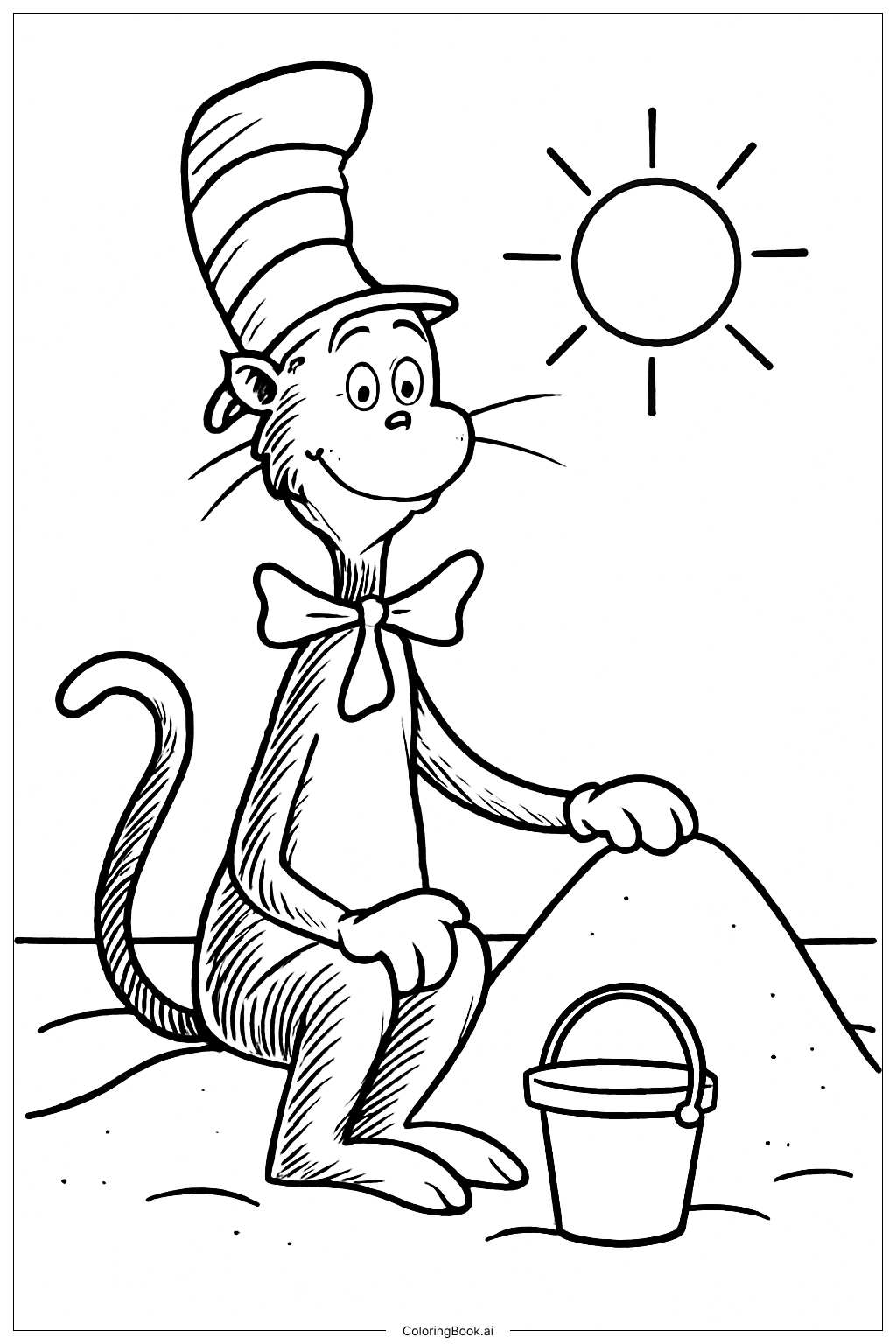  Cat In The Hat At Beach Coloring Page 