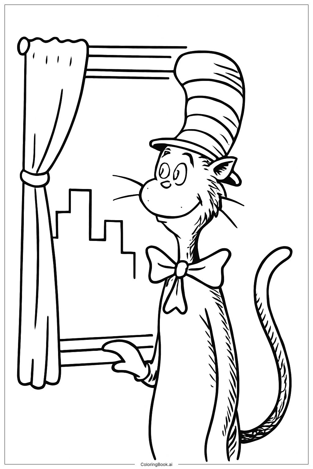  Cat In The Hat At Window Coloring Page 