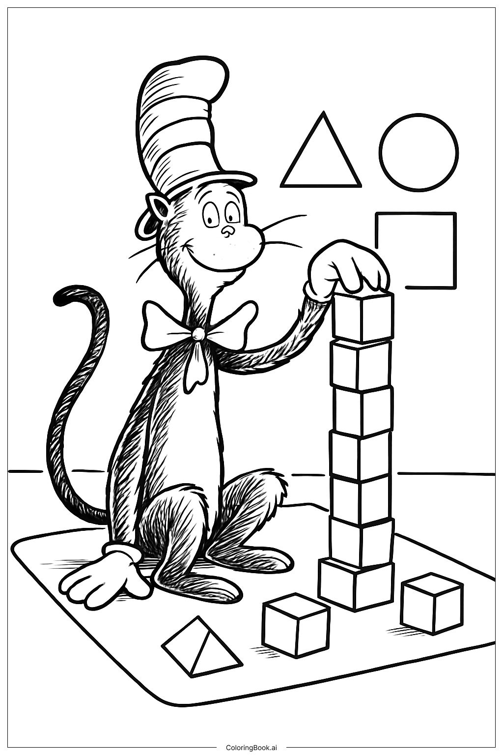  Cat In The Hat Building Blocks Coloring Page 