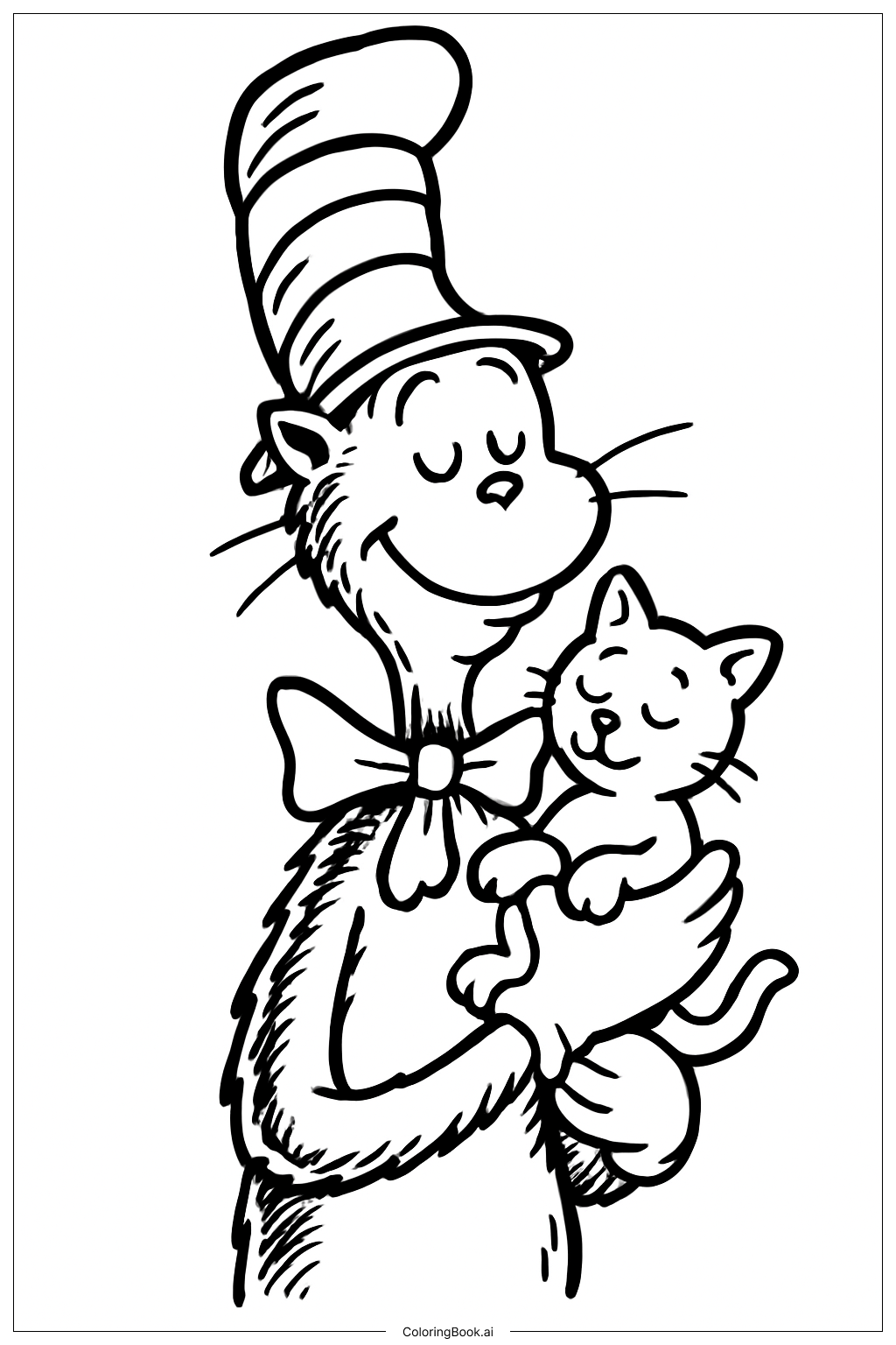  Cat In The Hat Cuddling Coloring Page 