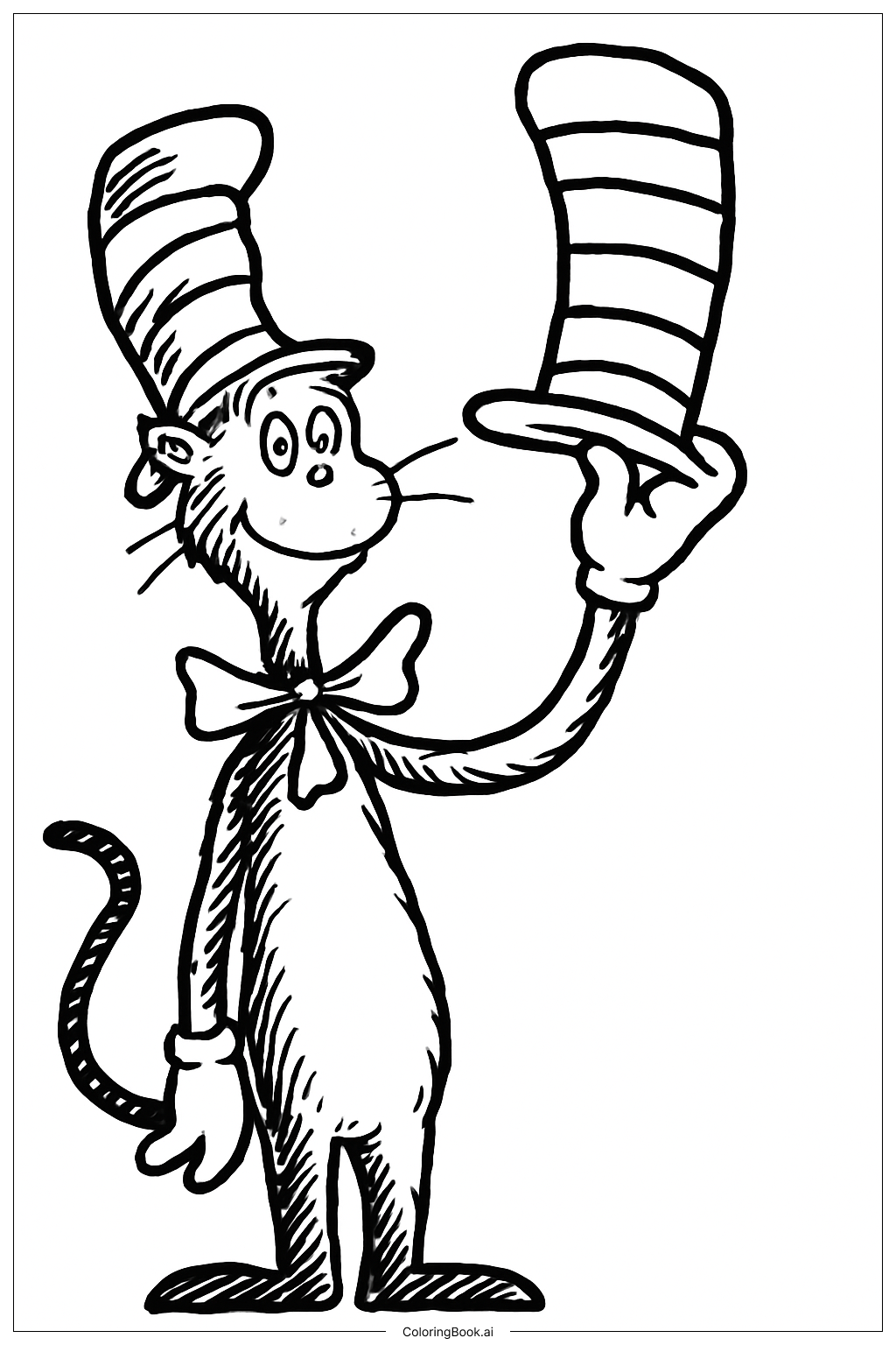  Cat In The Hat Holding Hat Coloring Page 